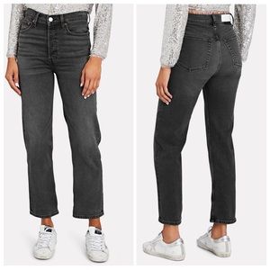 RE/DONE NWT 70s Ultra High Rise Stove Pipe Jeans Inky Black Sz 32